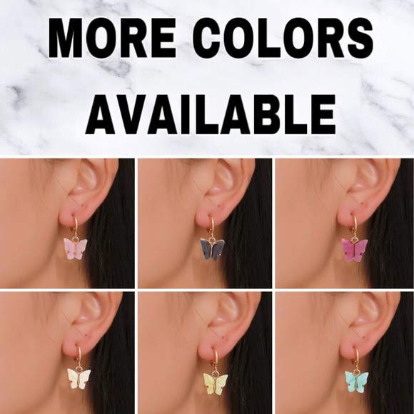 ⚜️[𝟯/$𝟭𝟴]⚜️White Butterfly Hoop Earrings NEW - Picture 8 of 10